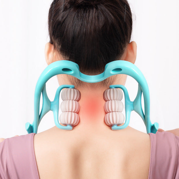 Multifunctional Manual Six-wheel Neck Massager Massage Relieve Roller Massage Tool, Manual Neck Massager