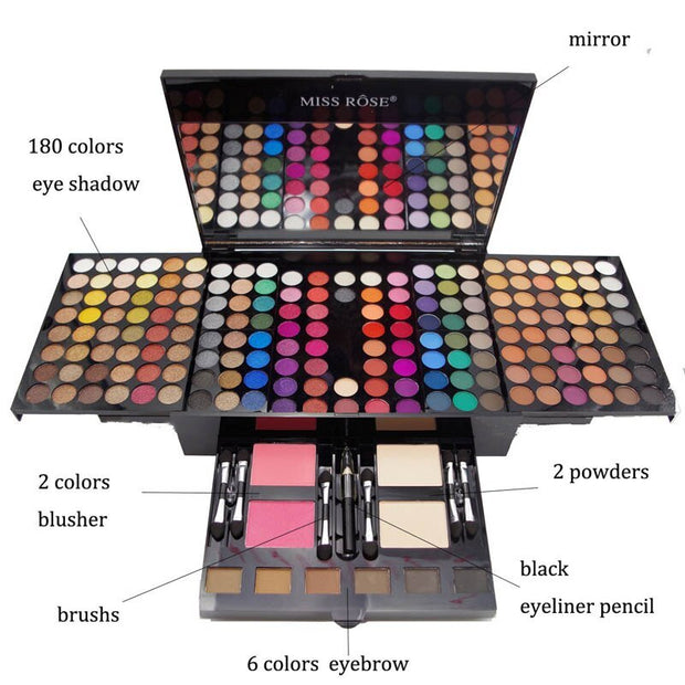 180 Colors Eyes Shadow Blush Set Personalized Piano-shaped Makeup Palette Box, 180 Color Eyeshadow Blush Palette