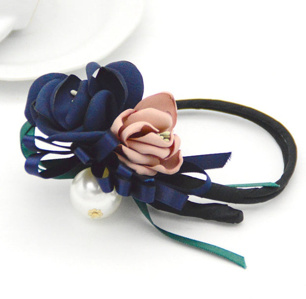 Bun Hair Half Bun Pearl Flower Hair Plate Hair Elastic Korean Styling Headdress Hair Accessories, Korean Pearl Flower Hair Plate